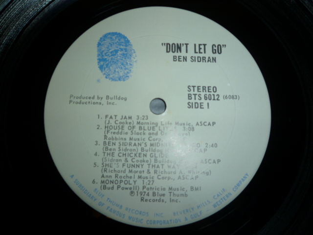 画像: BEN SIDRAN/DON'T LET GO