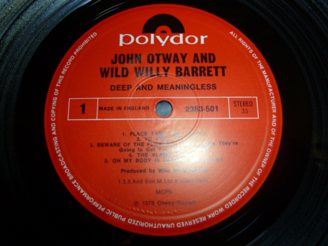 画像: JOHN OTWAY & WILD WILLY BARRETT/DEEP AND MEANINGLESS