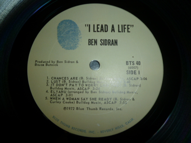 画像: BEN SIDRAN/I LEAD A LIFE