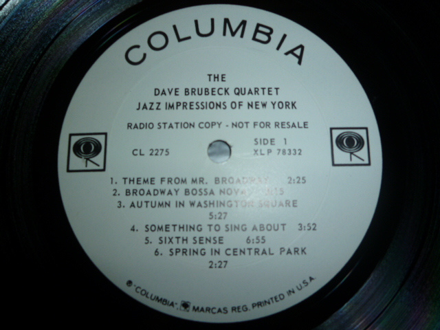 画像: DAVE BRUBECK QUARTET/JAZZ IMPRESSIONS OF NEW YORK