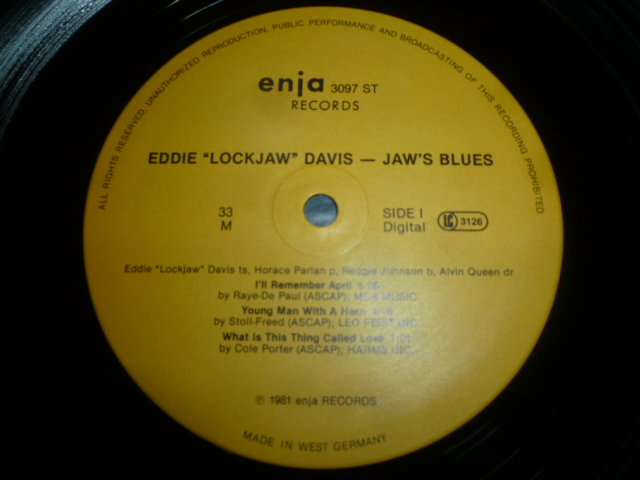 画像: EDDIE "LOCKJAW" DAVIS/JAW'S BLUES 