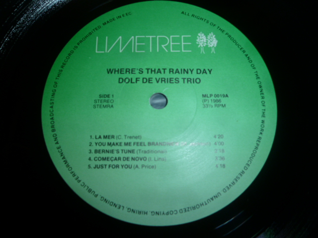 画像: DOLF DE VRIES TRIO/WHERE'S THAT RAINY DAY