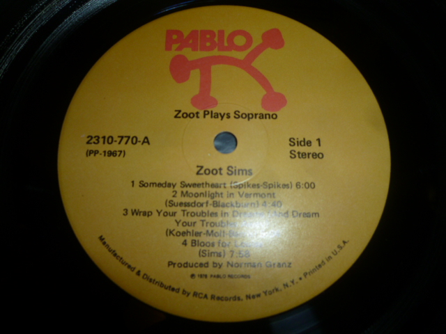 画像: ZOOT SIMS/ZOOT PLAYS SOPRANO