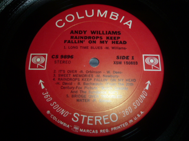 画像: ANDY WILLIAMS/RAINDROPS KEEP FALLIN' ON MY HEAD