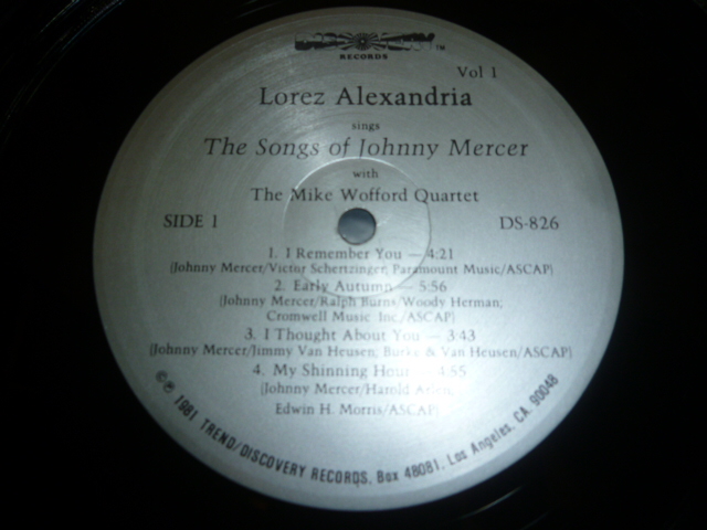 画像: LOREZ ALEXANDRIA/SINGS THE SONGS OF JOHNNY MERCER