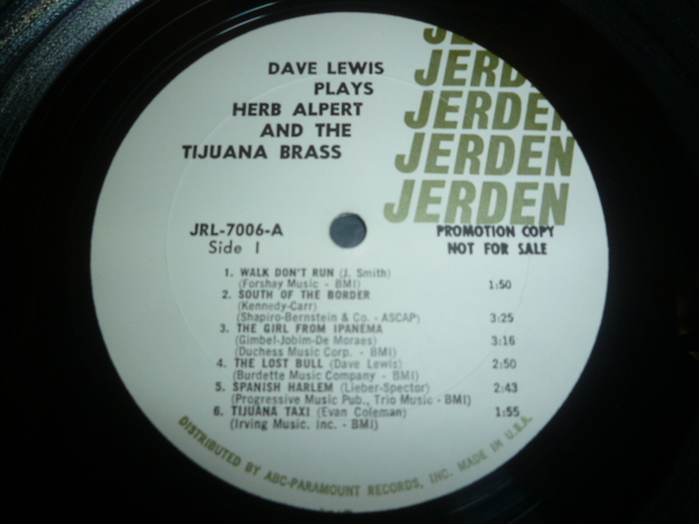 画像: DAVE LEWIS/PLAYS HERB ALPERT & THE TIJUANA BRASS