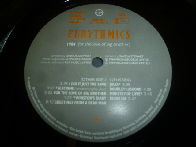 画像: EURYTHMICS/1984 (FOR THE LOVE OF BIG BROTHER)