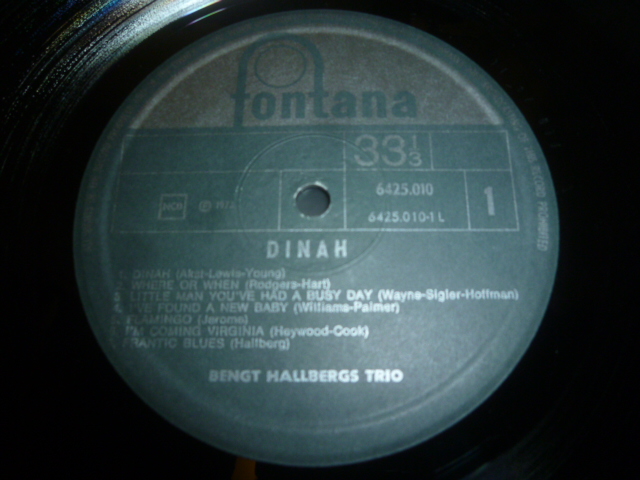 画像: BENGT HALLBERGS TRIO/DINAH