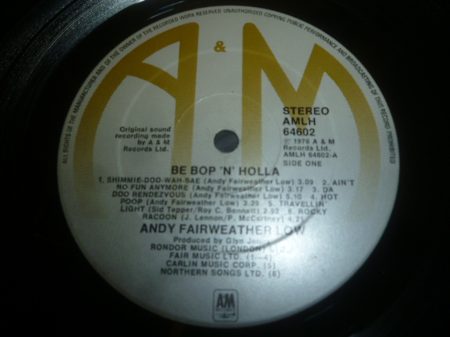 画像: ANDY FAIRWEATHER LOW/BE BOP 'N' HOLLA