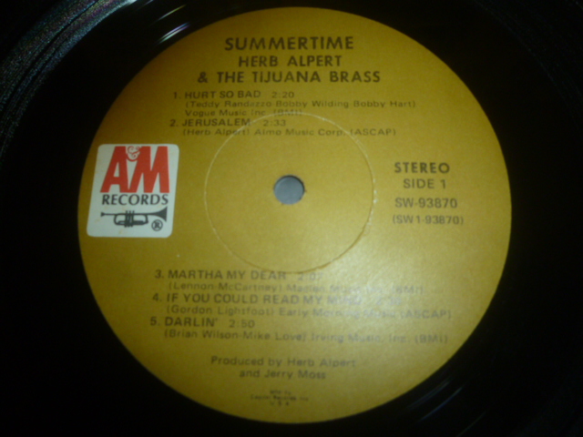 画像: HERB ALPERT & THE TIJUANA BRASS/SUMMERTIME