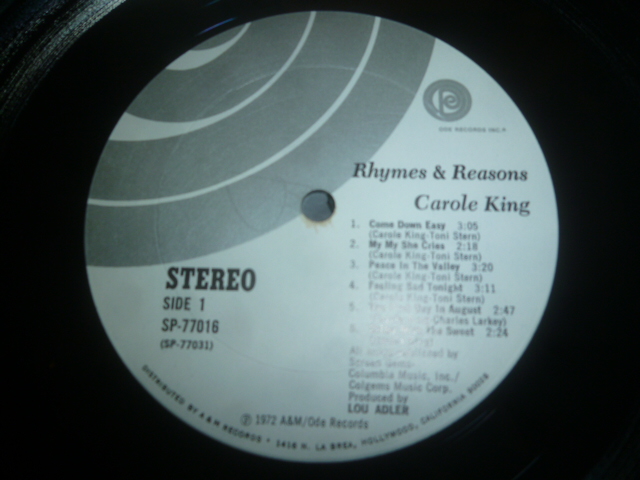 画像: CAROLE KING/RHYMES & REASONS