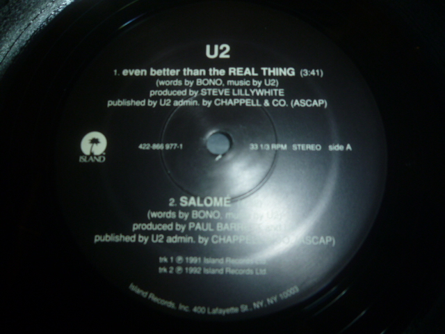 画像: U2/EVEN BETTER THAN THE REAL THING (12")