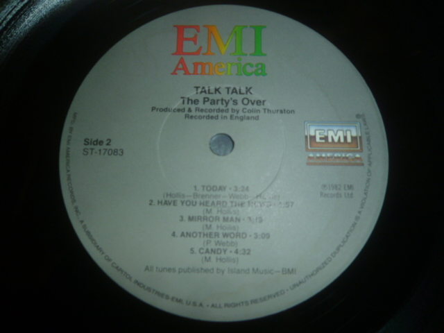 画像: TALK TALK/THE PARTY'S OVER