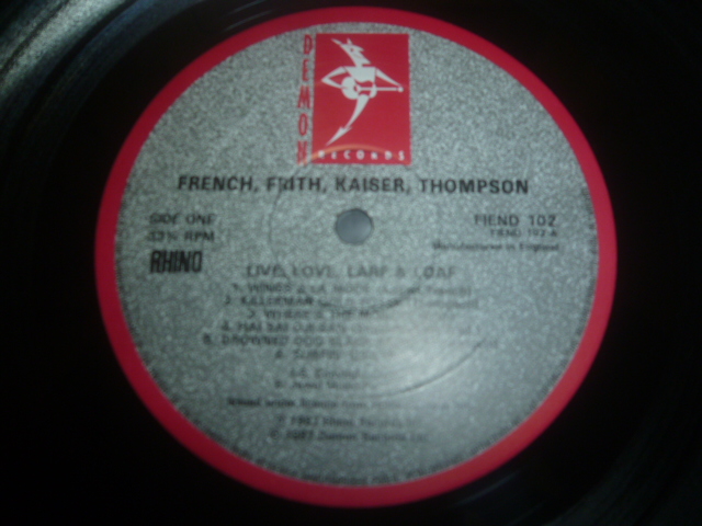 画像: FRENCH, FRITH, KAISER, THOMPSON/LIVE, LOVE, LARF & LOAF