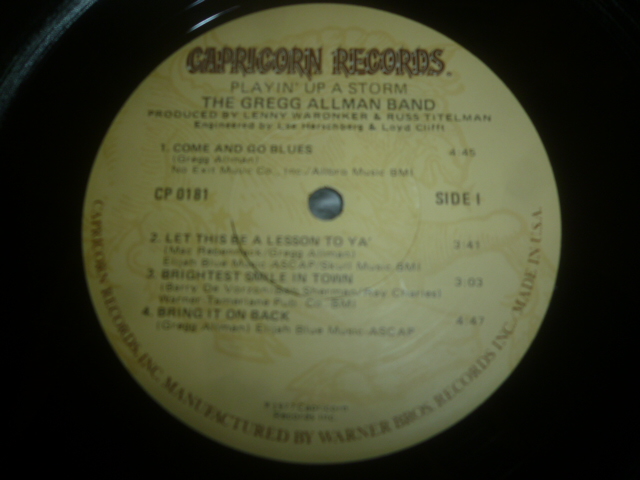 画像: GREGG ALLMAN BAND/PLAYIN' UP A STORM