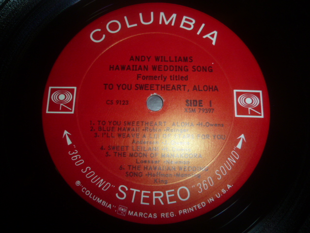 画像: ANDY WILLIAMS/HAWAIIAN WEDDING SONG