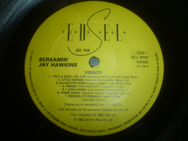 画像: SCREAMIN' JAY HAWKINS/FRENZY