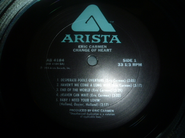 画像: ERIC CARMEN/CHANGE OF HEART