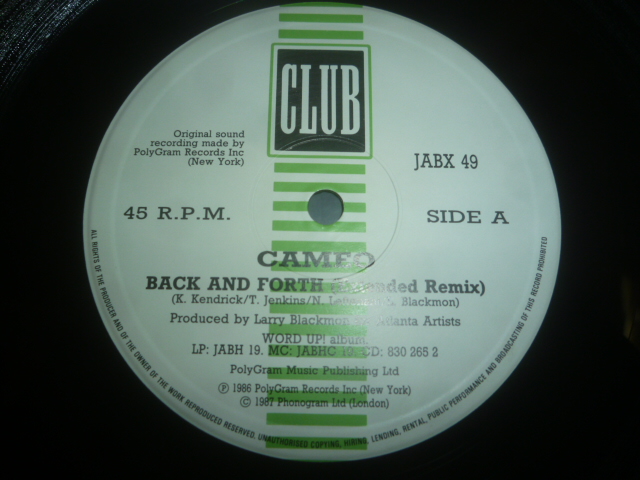 画像: CAMEO/BACK AND FORTH (12")