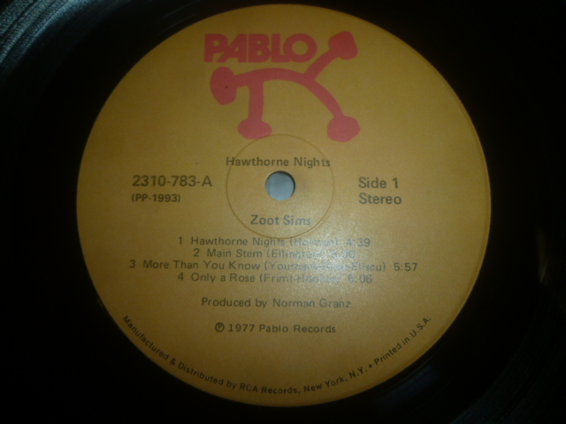画像: ZOOT SIMS/HAWTHORNE NIGHTS