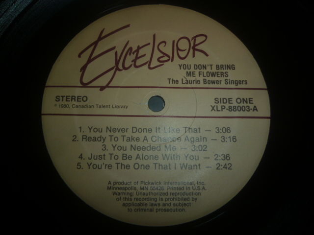 画像: LAURIE BOWER SINGERS/YOU DON'T BRING ME FLOWERS